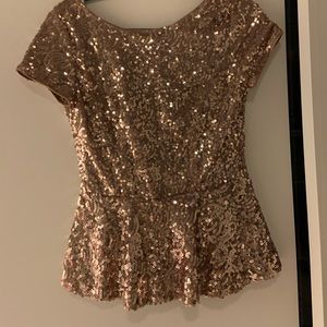 Gold sequin peplum top